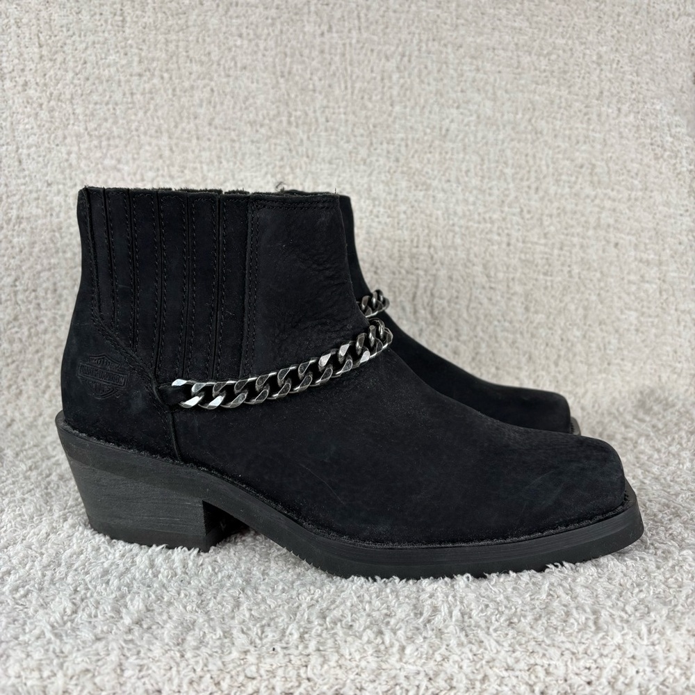 Harley Davidson Boots Womens‎ 9.5M Black Korsen Chain Ankle Leather Moto Bike